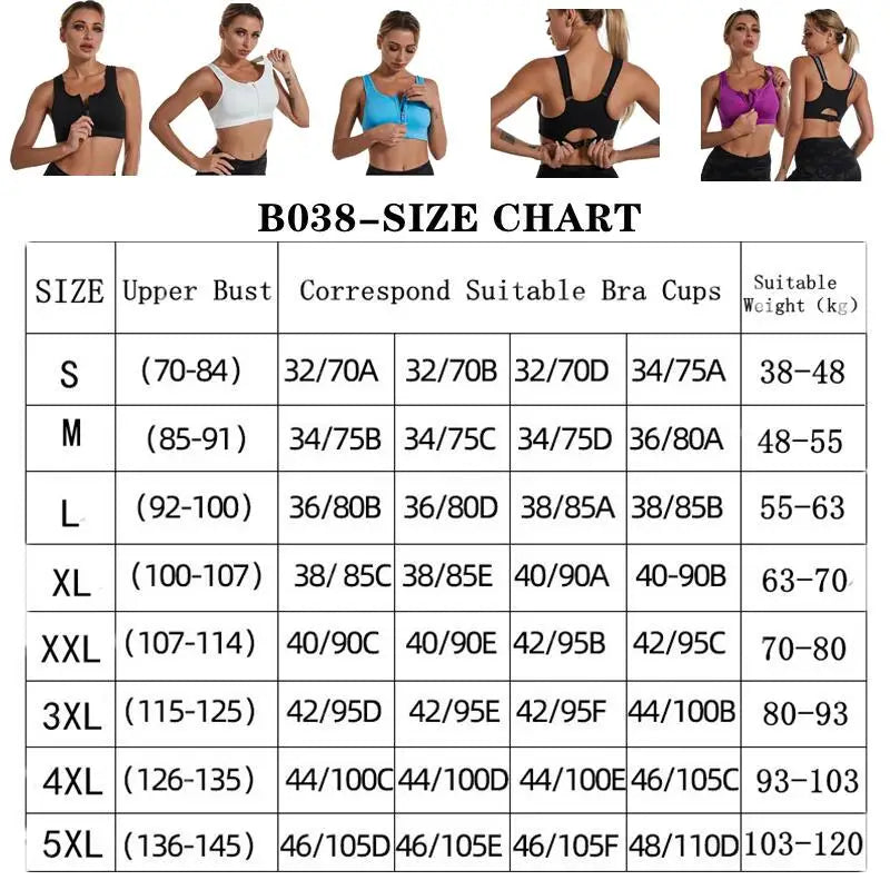 Women's Front Zip Sports Bra