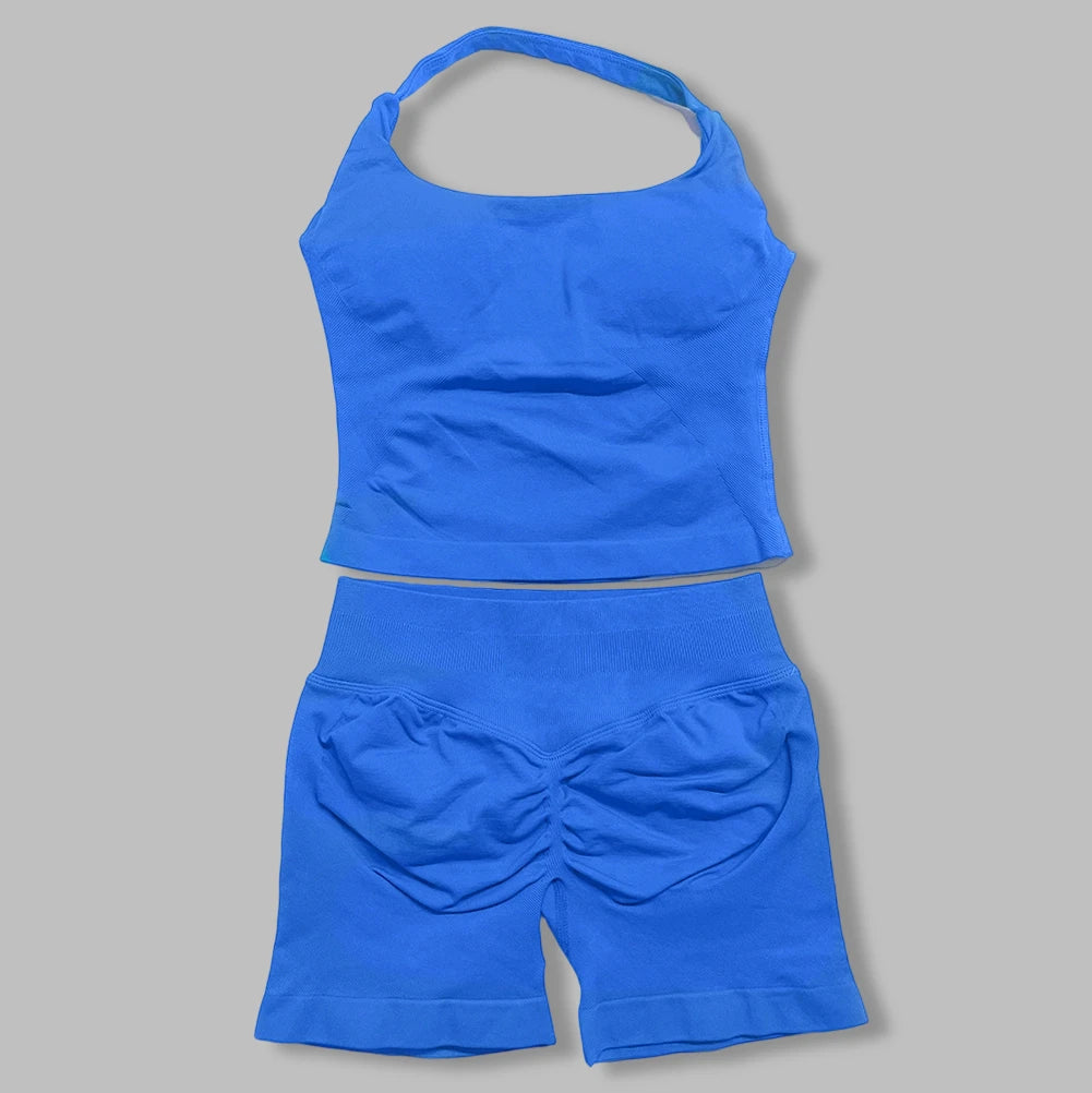 Women's Halter Tank And Shorts Yoga Set For Workout Outfits