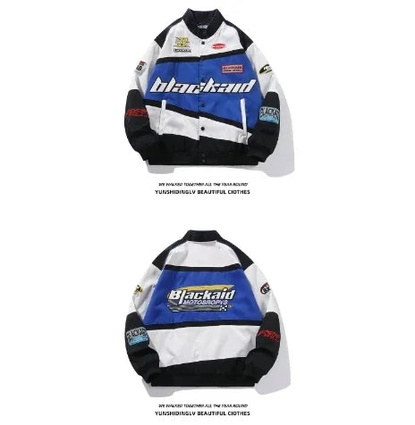 Collared Long Sleeve Loose Fit Casual Streetwear Bomber Jacket