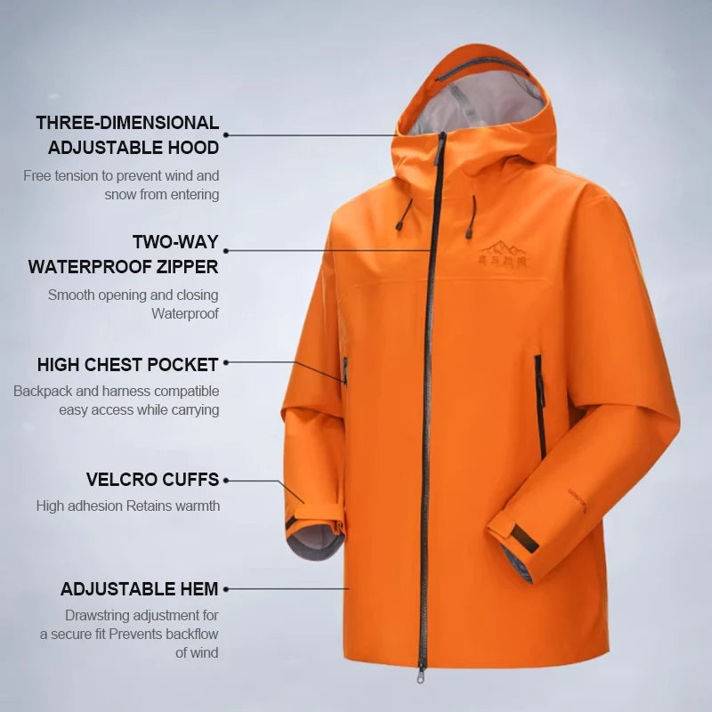 Long Sleeve Hooded Full Zip Ski Jacket with Pockets
