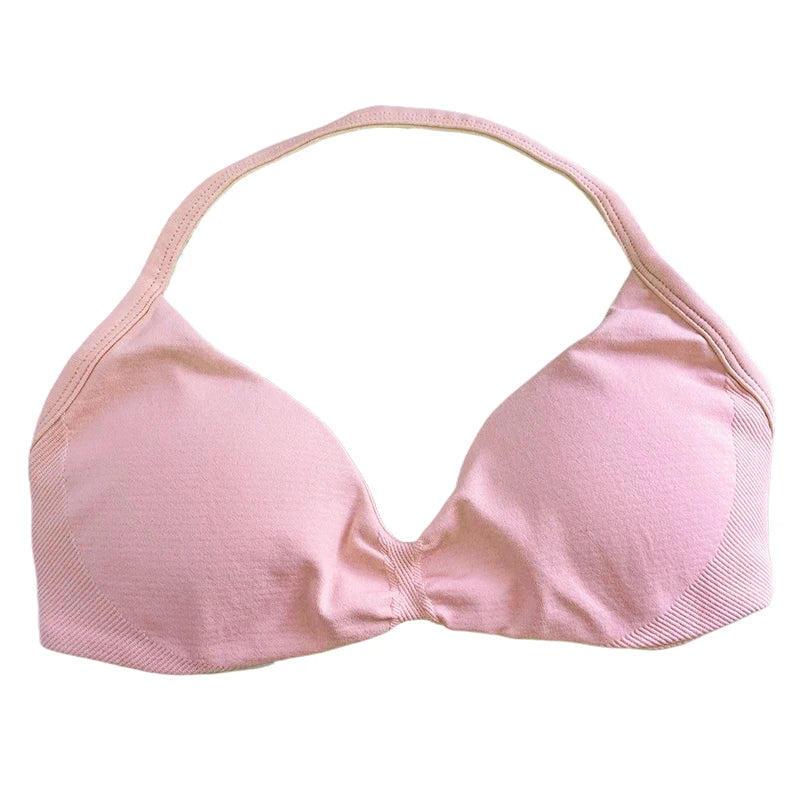 Women's Ruched Halter Neck Sports Bra