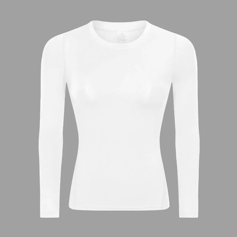 Fitted Crew Neck Long Sleeve Compression T Shirt