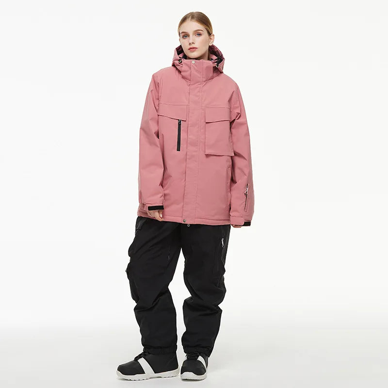 Hooded Ski Jacket and Pants Clothing Set with Style Options