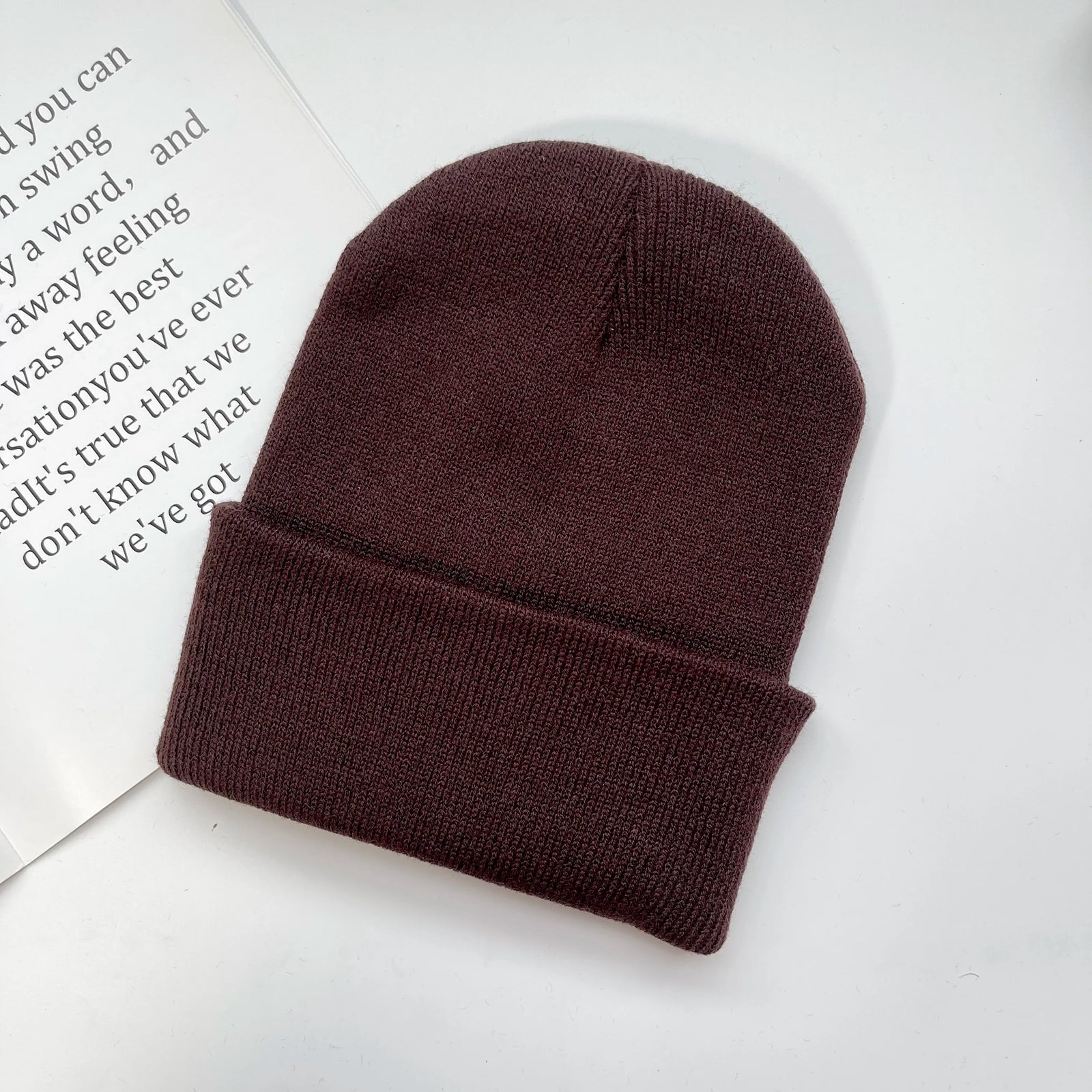 Solid Knit Beanie with Folded Cuff and Color Choices