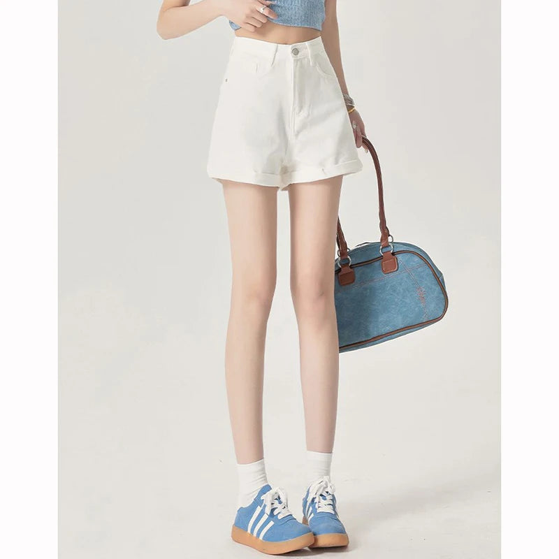 Women's Rolled Hem Denim Casual Denim Shorts For Everyday Outfits