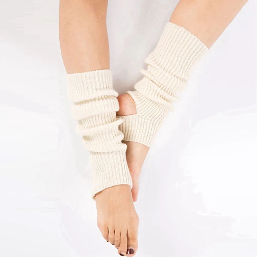 Ribbed Dance Leg Warmers with Open Heel Stirrup Shape