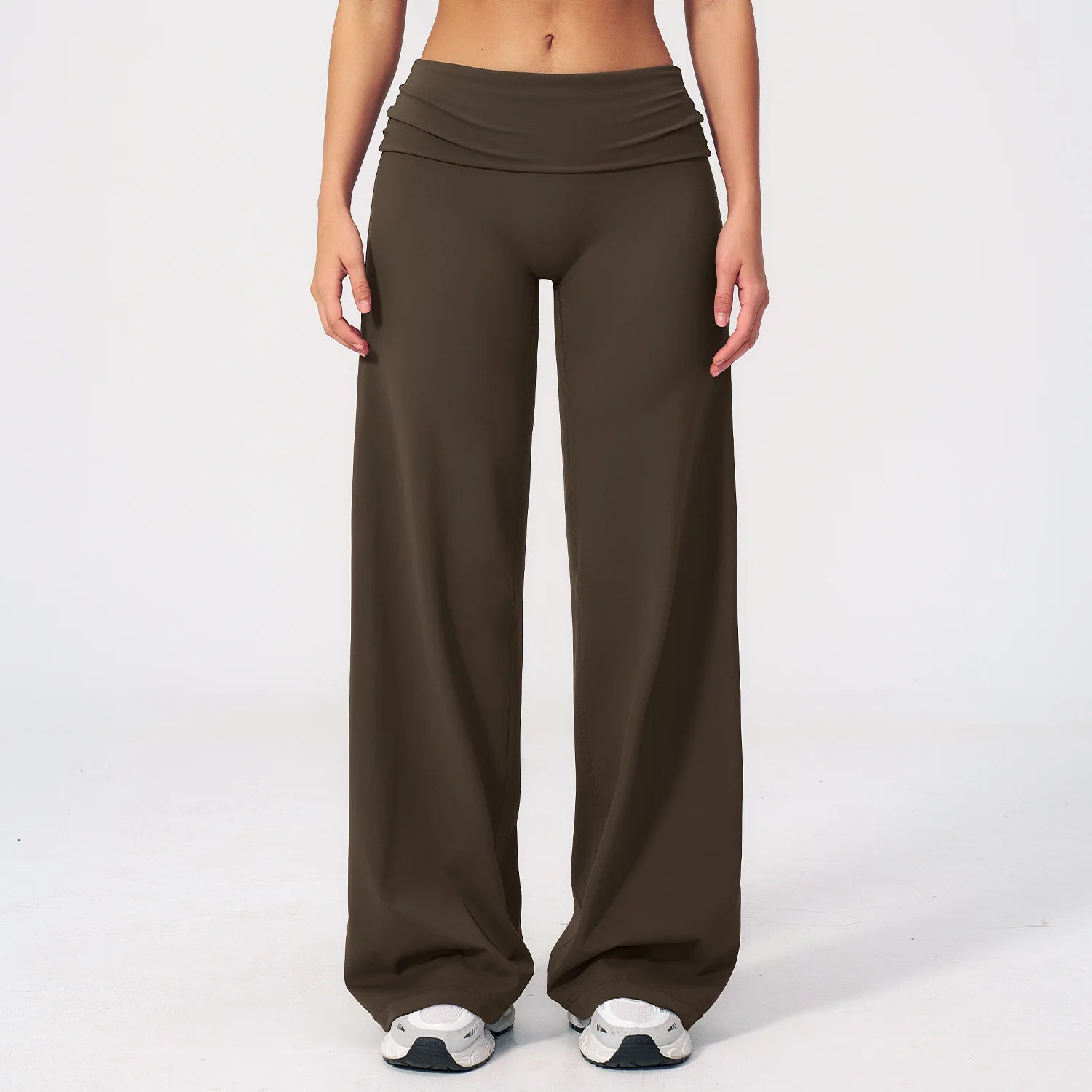 Women's Fold Over Waist Wide Leg Workout Pants for Yoga and Dance Practice