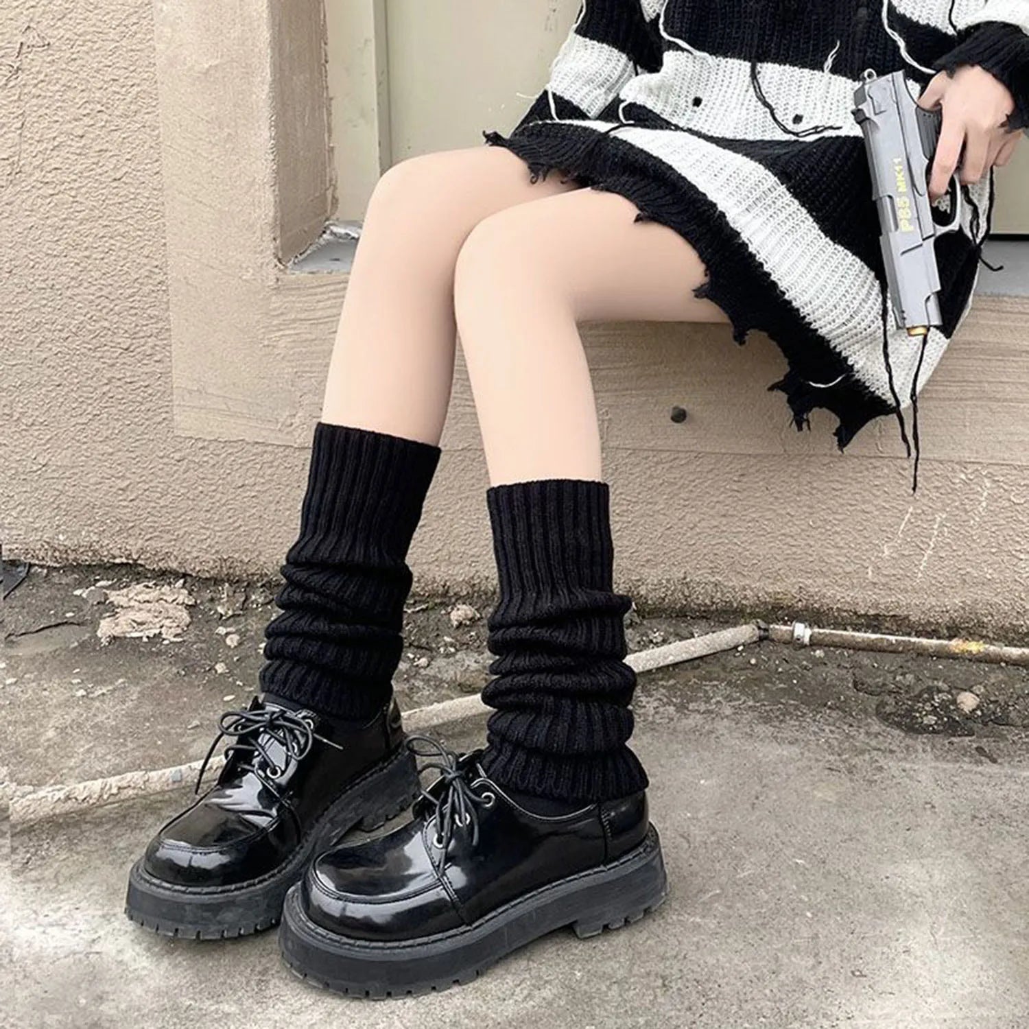 Flared Knit Leg Warmers with Slouchy Long Shape