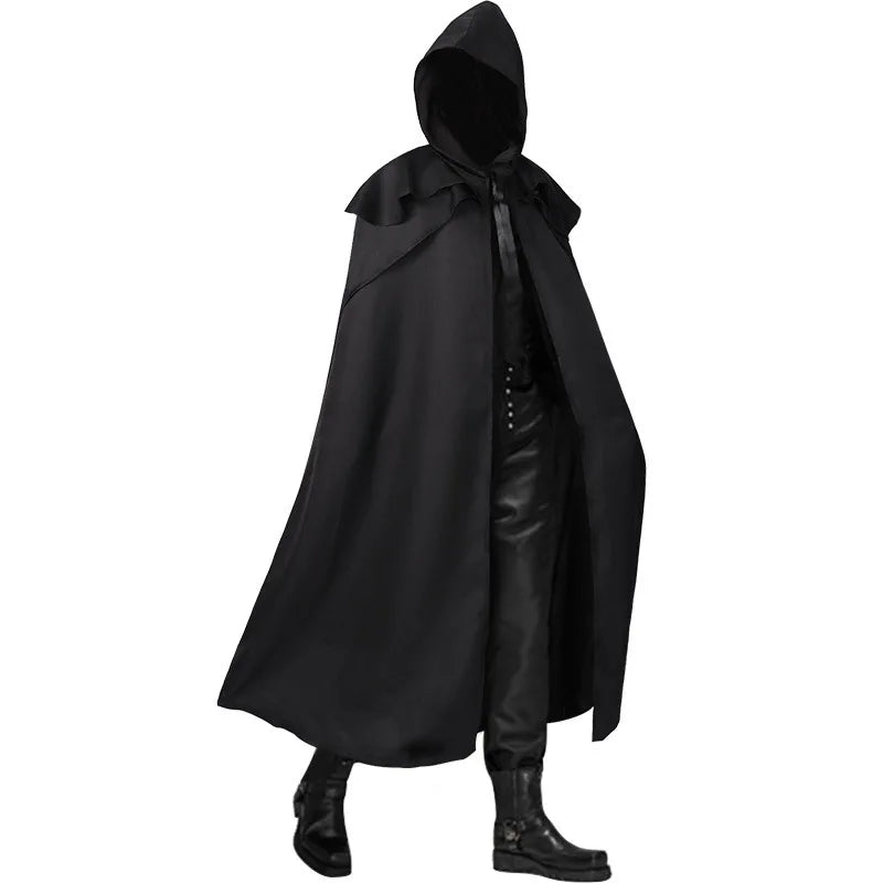 Long Hooded Tie Front Cape for Layering over Outfits