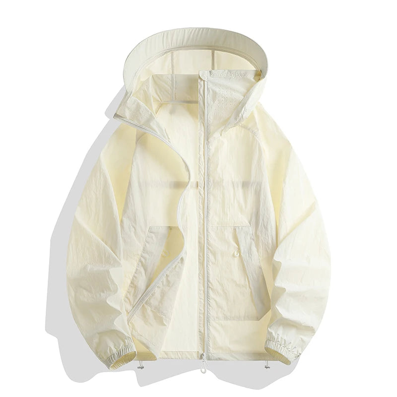 Hooded Long Sleeve Full Zip Outdoor Hiking Jacket with Pockets