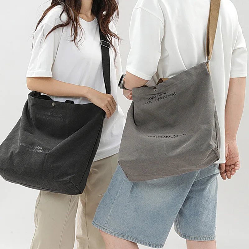 Retro Shoulder Tote Bag with Wide Strap and External Pocket Design