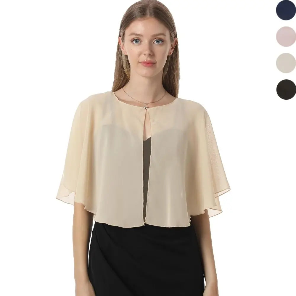 Sheer Clasp Front Capelet for Layering over Dresses and Tops