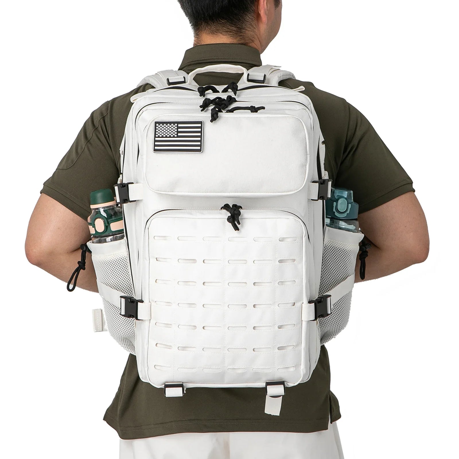 Tactical Backpack with Front Webbing and Separate Size-Labelled Colour Options