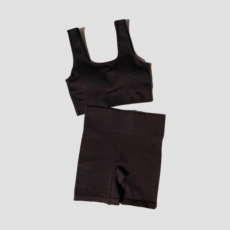Women's Wide Strap Bra And Shorts Yoga Set