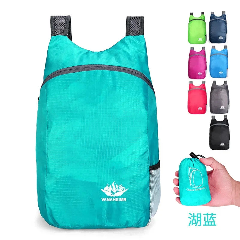 Foldable Backpack with Front Pocket and Side Bottle Pockets