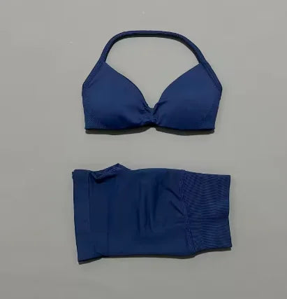 Women's Twist Halter Bra And Shorts Yoga Set