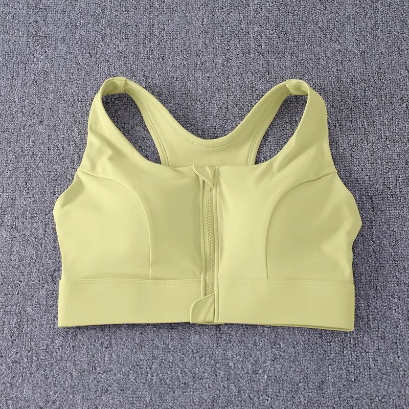 Women's Front Zip Keyhole Back Sports Bra