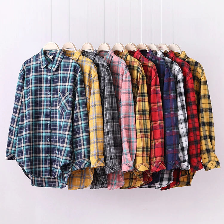 Women's Checked Collared Long Sleeve Shirt