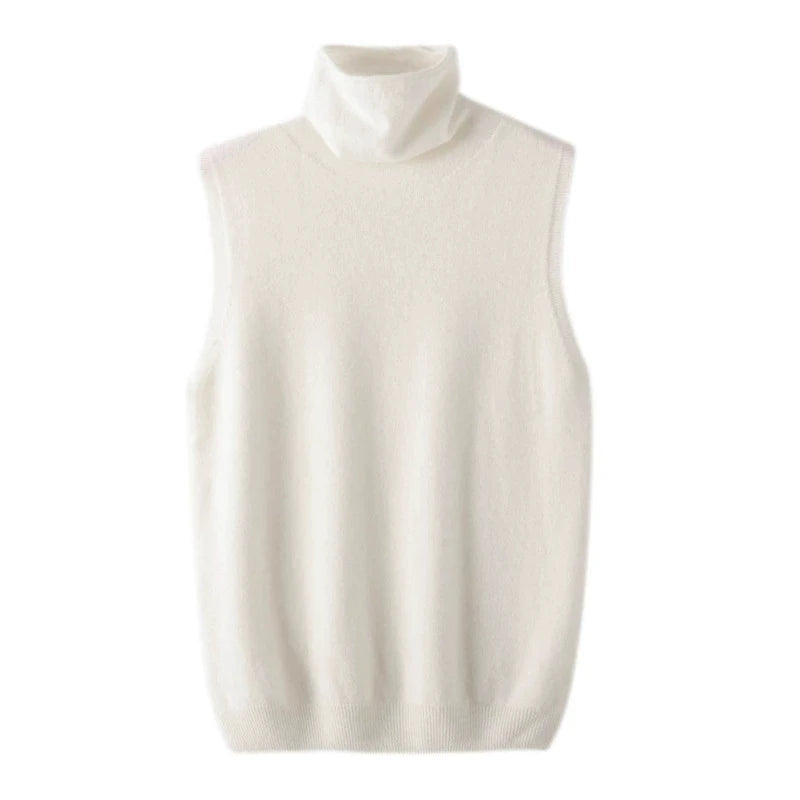 Women's Turtleneck Sleeveless Knit Vest Casual Knit Layer
