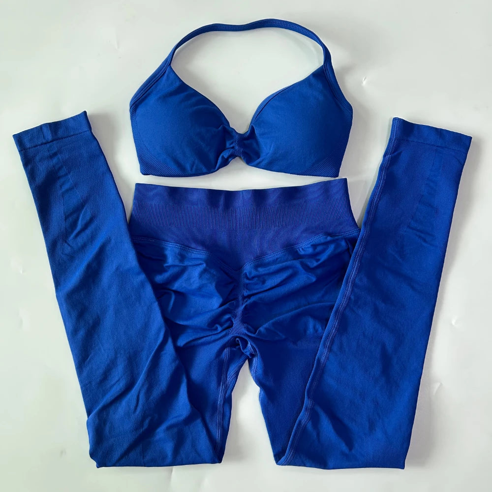 Women's Strappy Bra And Leggings Yoga Set For Workout Outfits