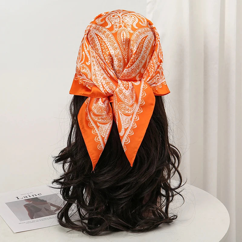 Floral Print Square Scarf for Head and Neck Styling