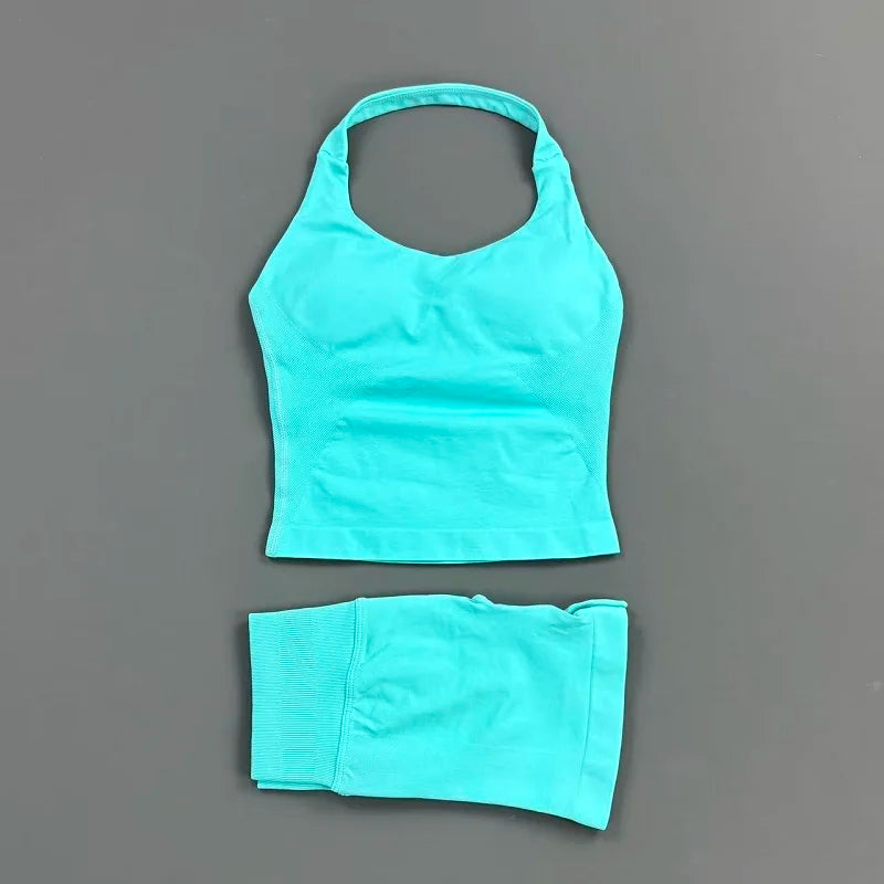 Women's Halter Tank And Shorts Yoga Set For Workout Outfits