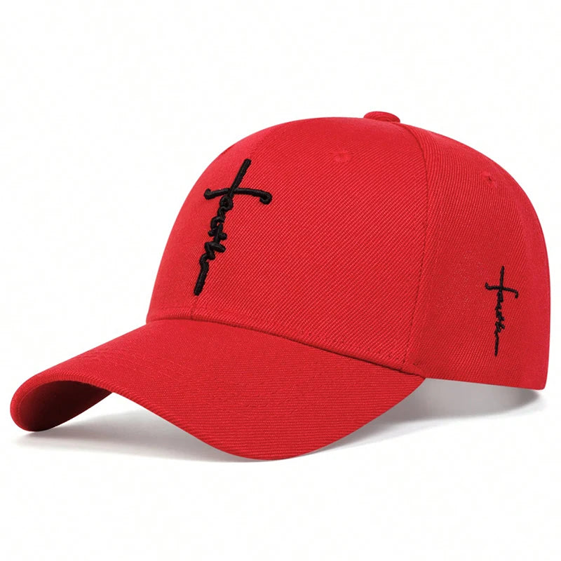 Cross Embroidered Baseball Cap with Adjustable Back Closure