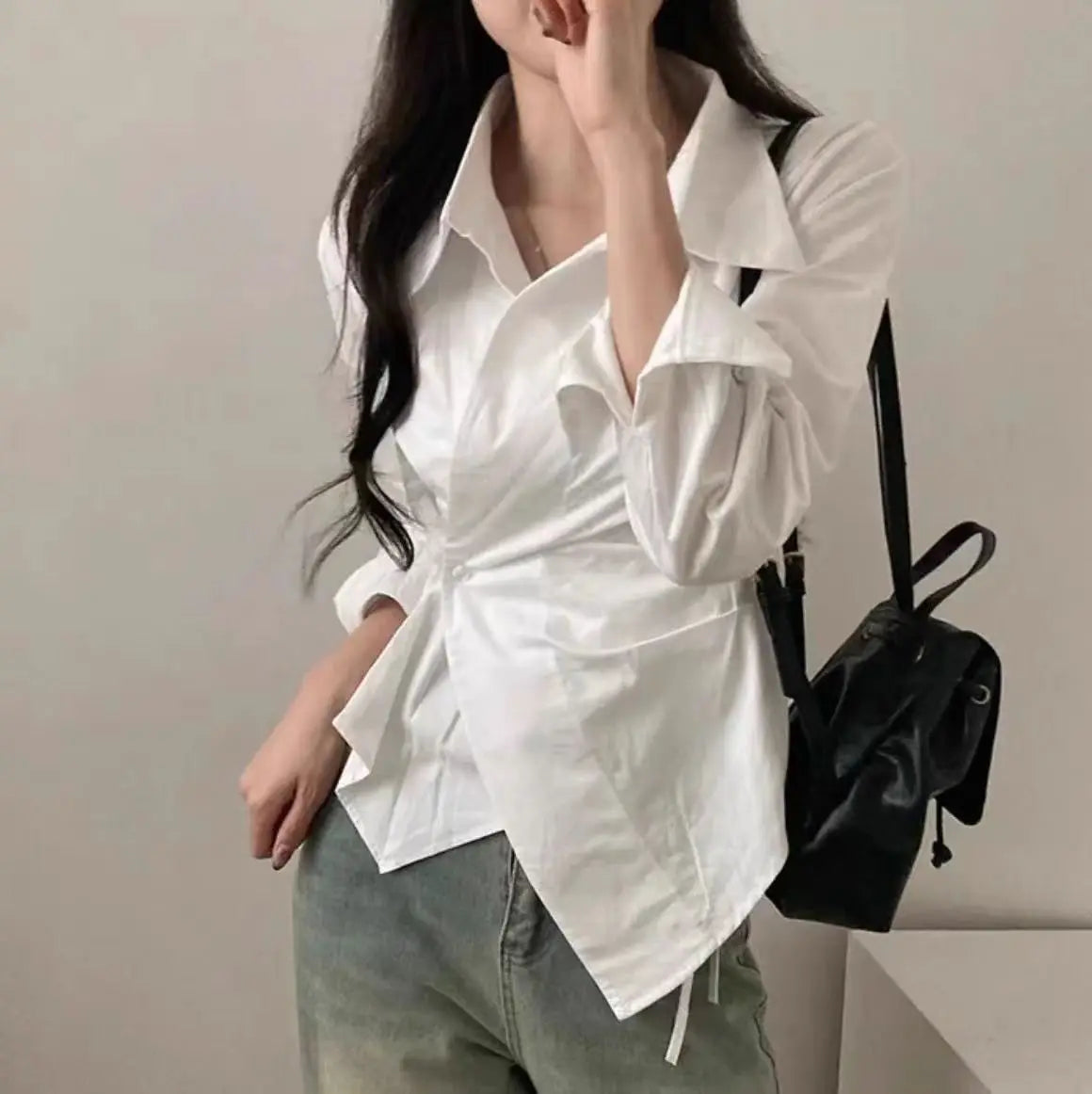 Women's Striped Collared Long Sleeve Shirt