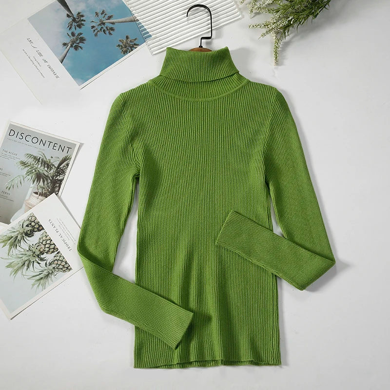 Women's Ribbed Mock Neck Long Sleeve Sweater Casual Knit Layer
