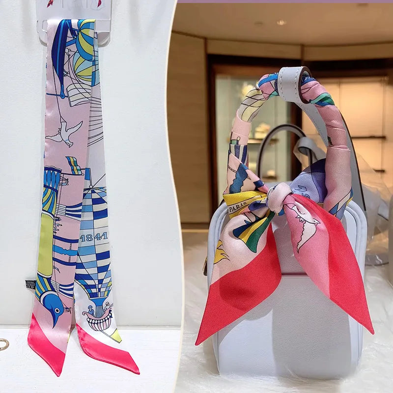 Printed Skinny Scarf for Neck and Bag Handle Styling