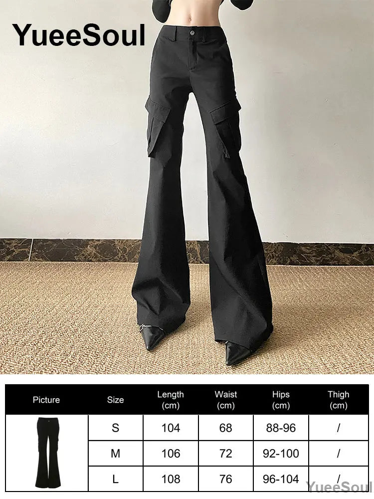 Women's Black Gothic Pants with Flared and Wide Leg Style Options
