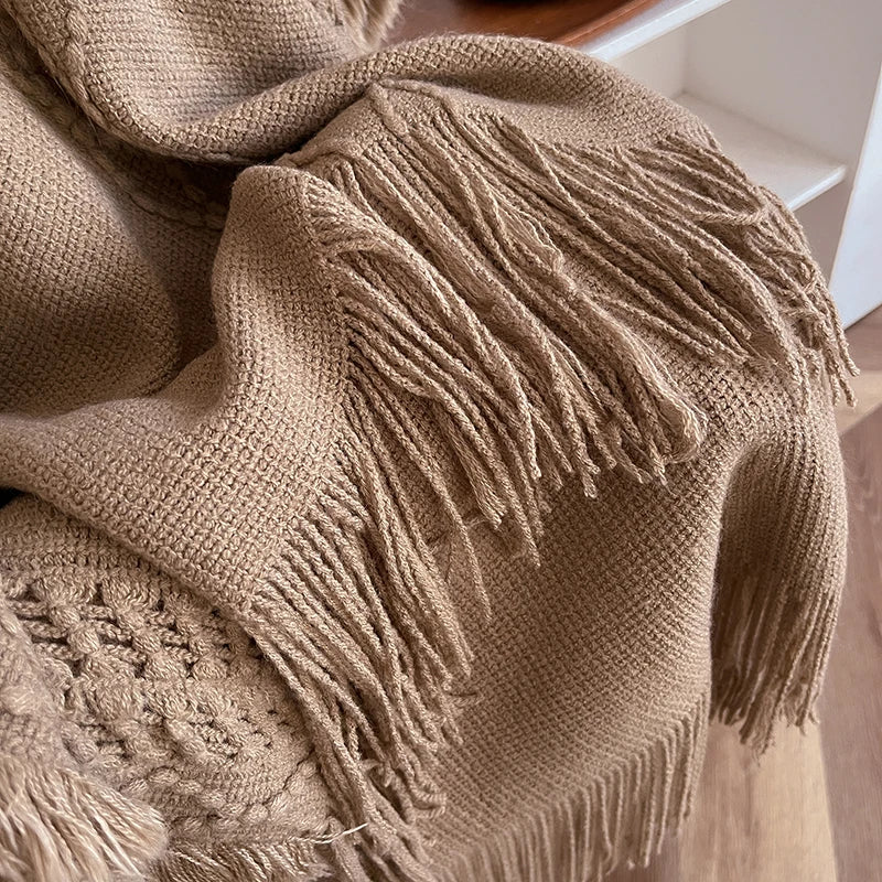 Hooded Crochet Fringe Poncho for Layering over Outfits