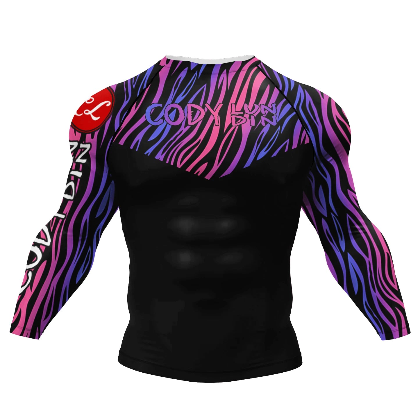 Graphic Long Sleeve Fitted Rash Guard for Training Wear