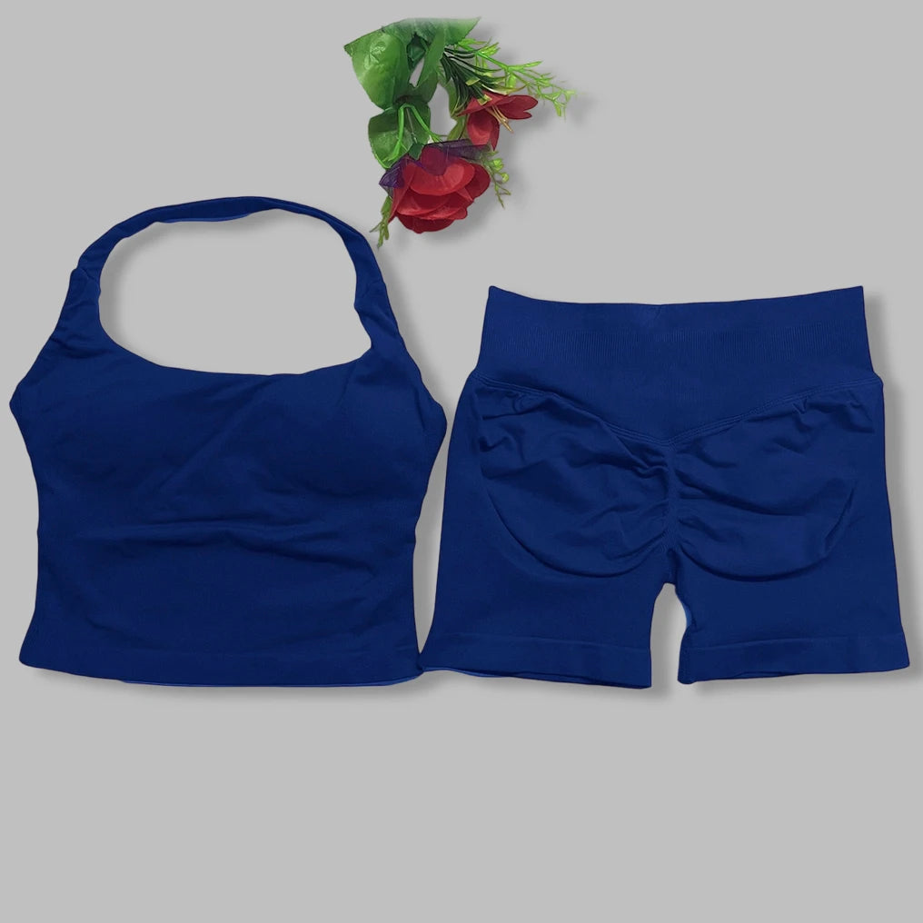 Women's Halter Tank And Shorts Yoga Set For Workout Outfits