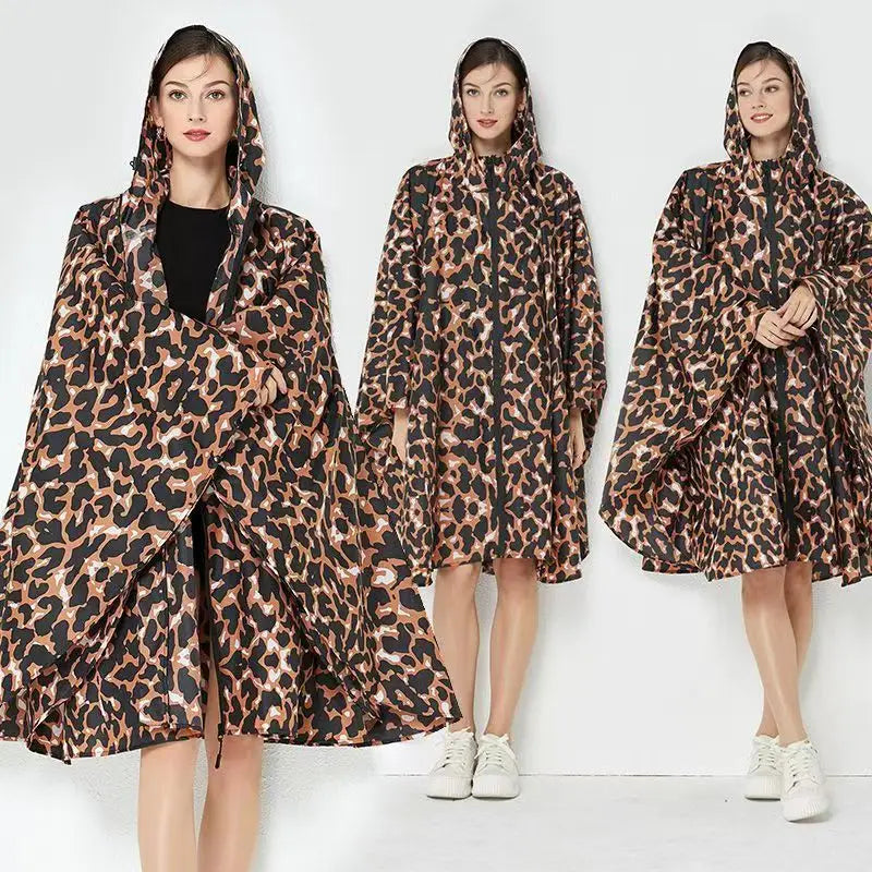 Hooded Printed Poncho for Layering over Tops and Dresses