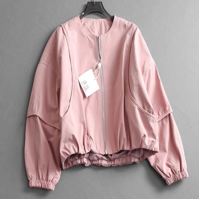 Loose-Fit Zip-Front Bomber Jacket