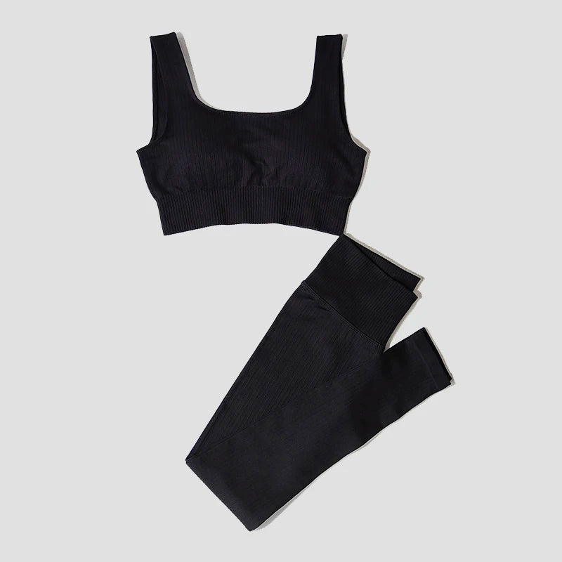 Women's Long Sleeve Crop Top And Leggings Yoga Set