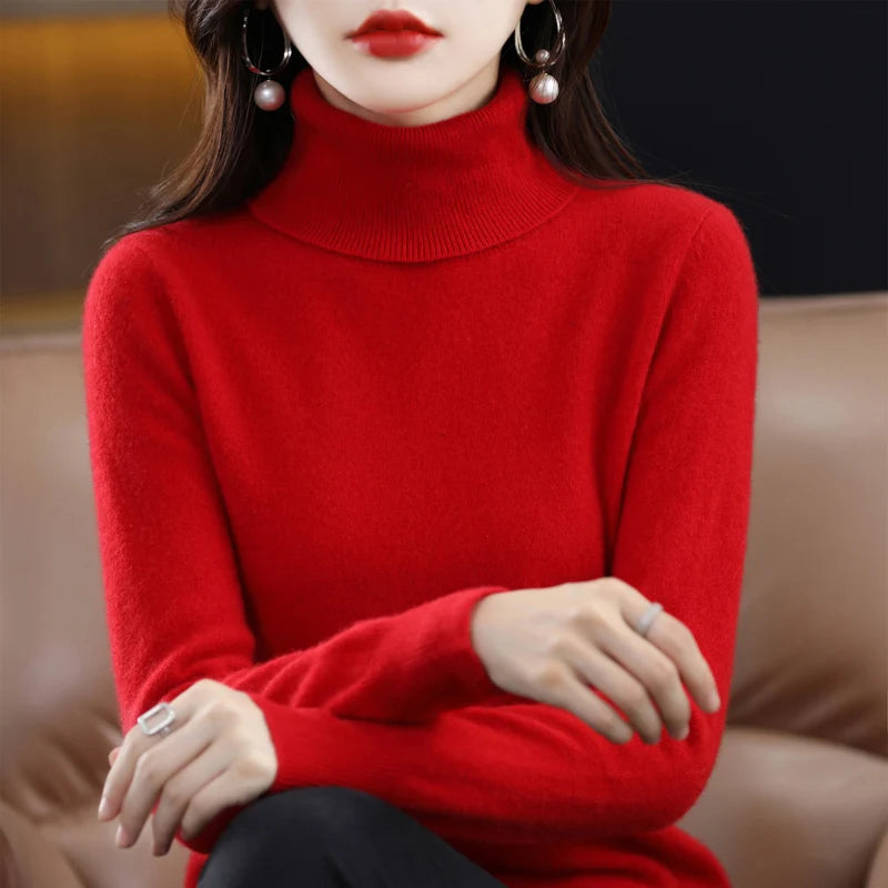 Women's Mock Neck Long Sleeve Sweater Casual Knit Layer