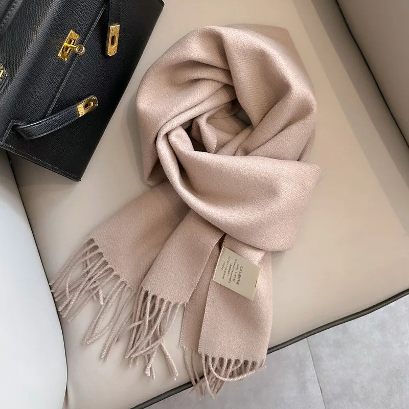 Solid Long Fringed Scarf for Neck and Wrap Styling