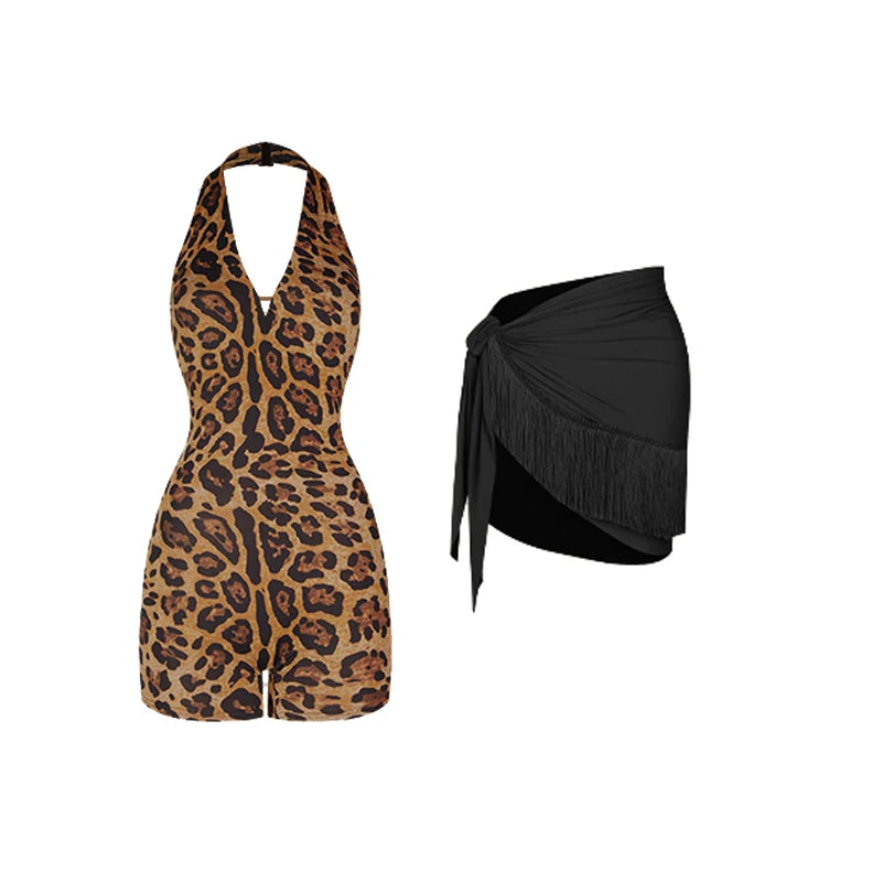 Women's Halterneck Latin Dance Top and Skirt with Separate Outfit Options