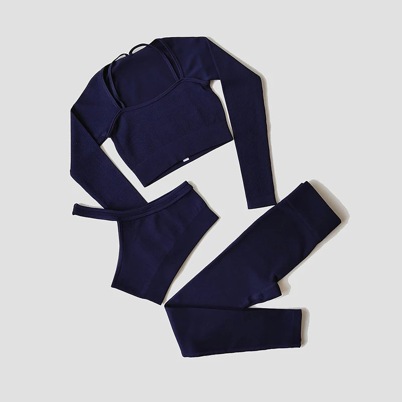 Women's Variable Sleeve Top Bra And Leggings Yoga Set