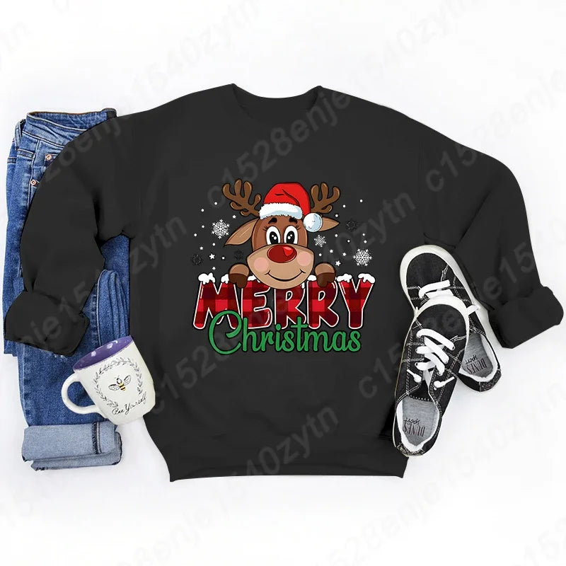 Christmas Graphic Long Sleeve Pullover Casual Sweatshirt for Layering