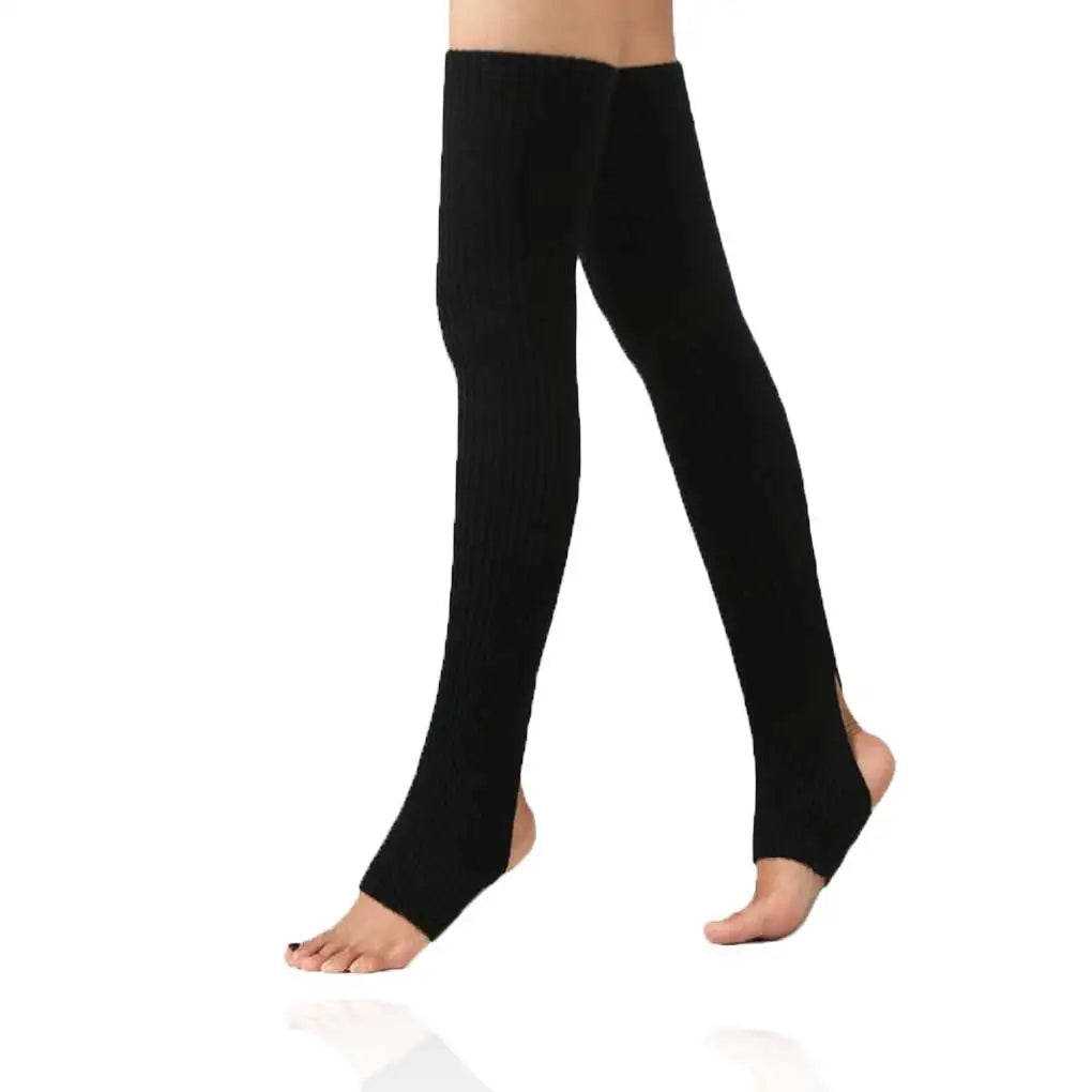 Long Ribbed Leg Warmers with Stirrup Foot Openings