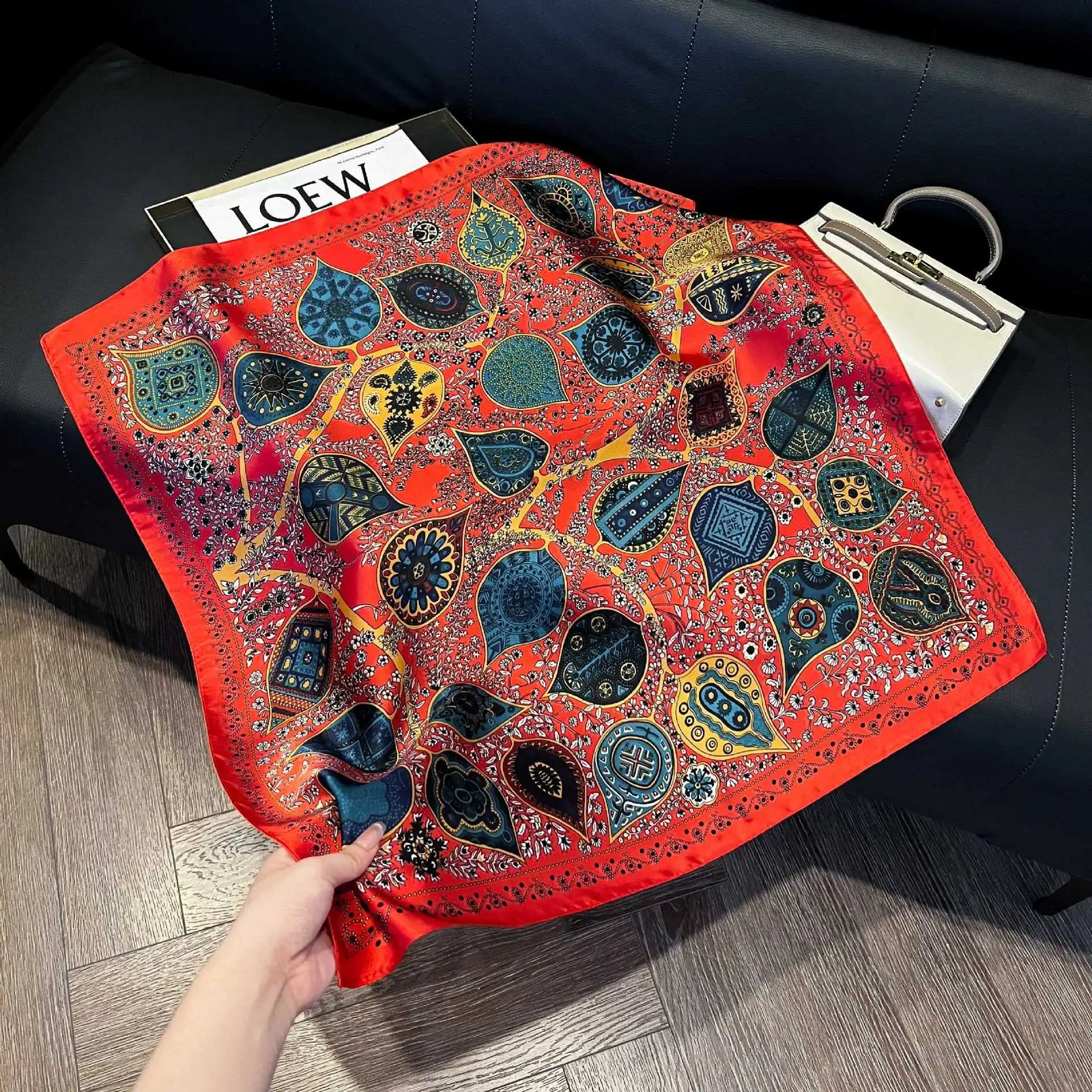 Patterned Square Scarf with Paisley and Houndstooth Style Options
