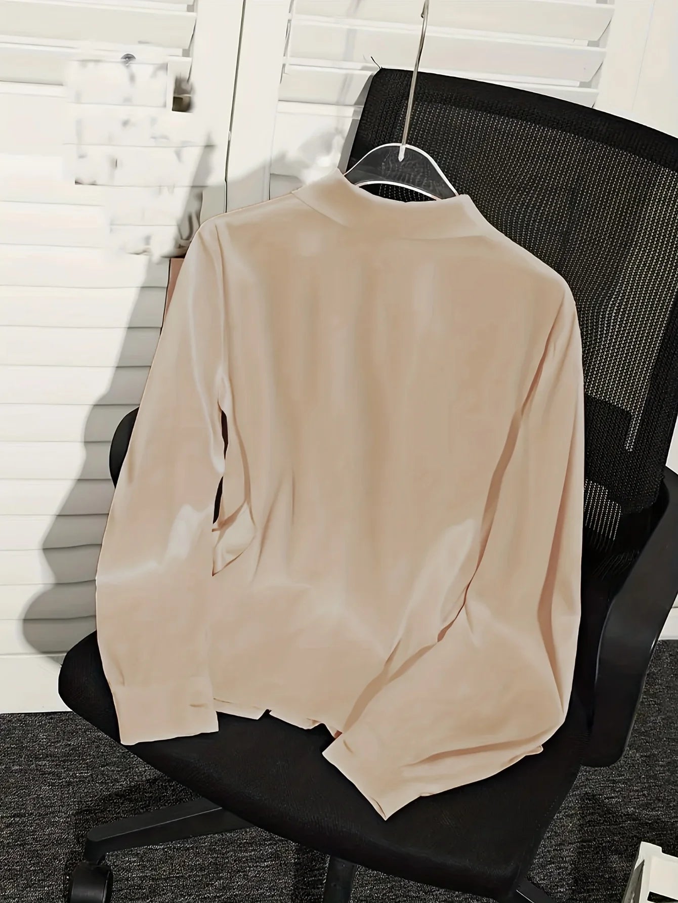 Women's Satin Look Cowl Neck Long Sleeve Blouse