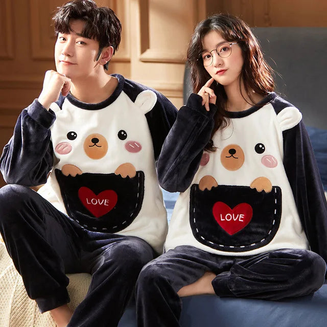 Printed Two Piece Pajama Set with Male and Female Options