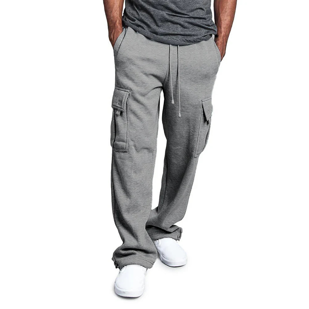 Men's Loose Straight-Leg Drawstring Cargo Pants