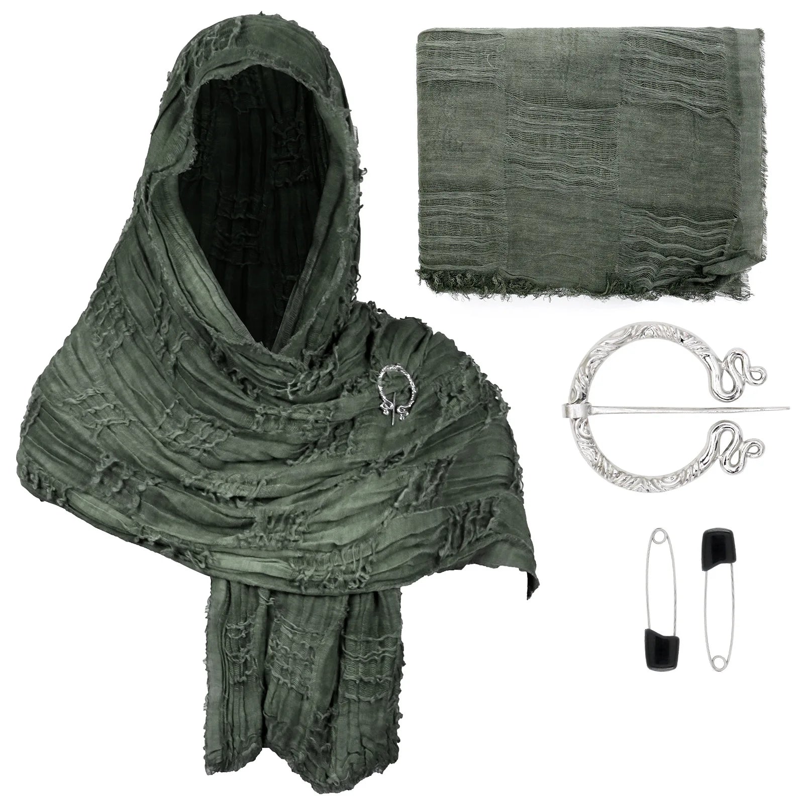 Hooded Textured Draped Cowl Scarf for Layering over Outfits