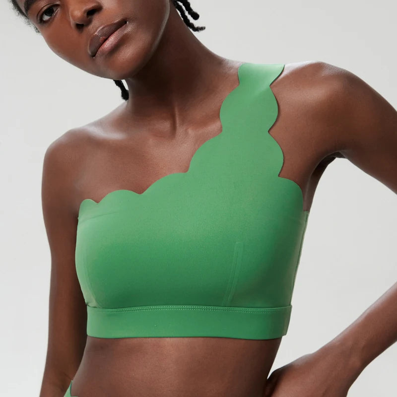 Women's Scalloped One Shoulder Sports Bra