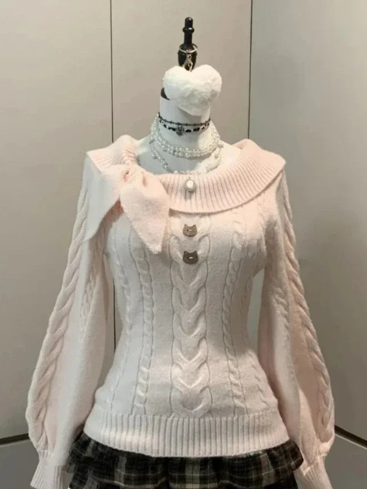 Women's Plain Crew Neck Long Sleeve Sweater Casual Knit Layer